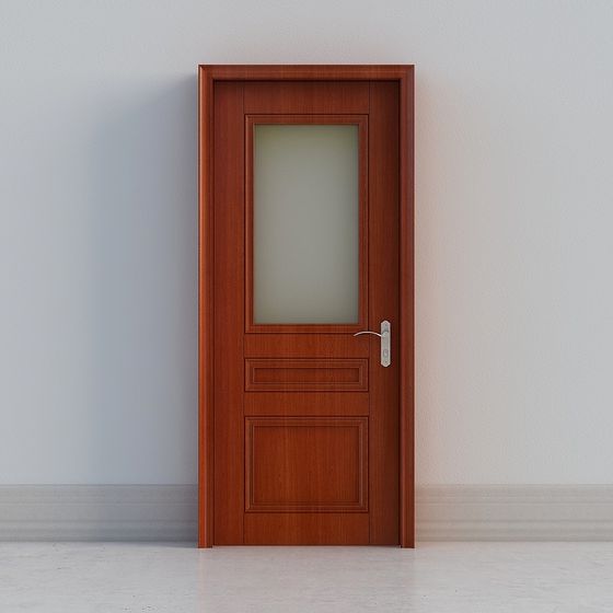 Wood Grain Glass Door 3D Model - Modern Minimalist Design