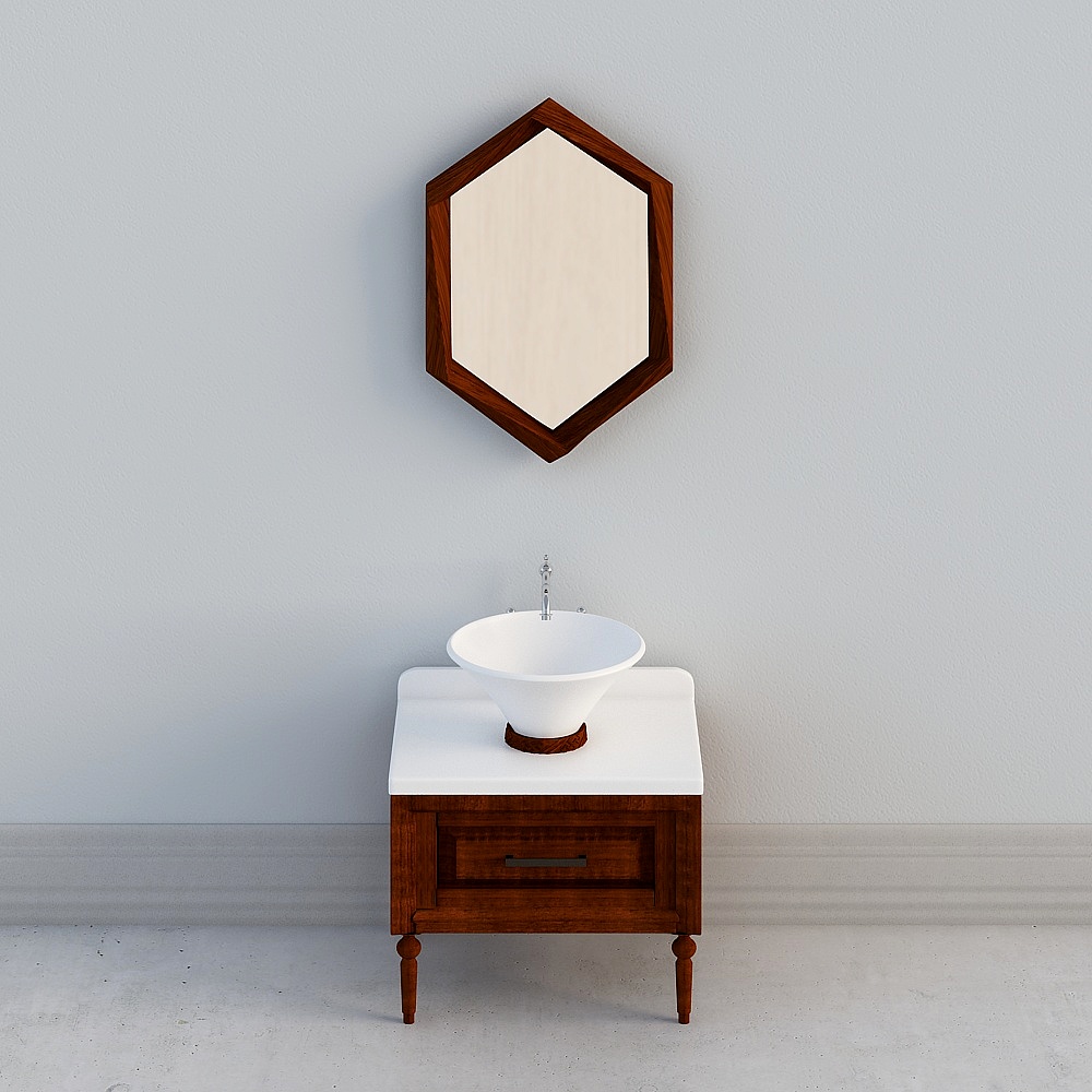 Elegant Low-Polygon Bathroom Cabinet 3D Model