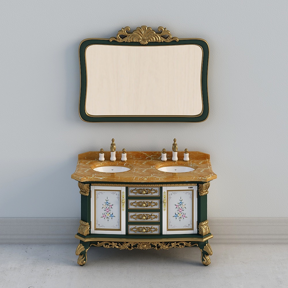 Luxurious Baroque Bathroom Vanity 3D model