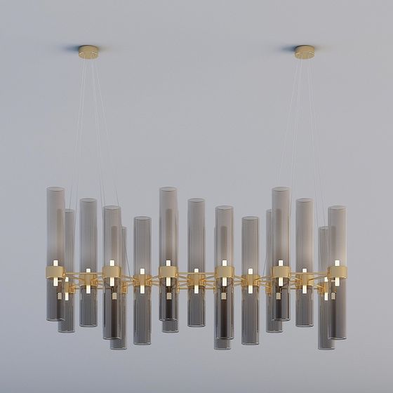 Three-Dimensional Luxe Dining Room Chandelier 3D Model