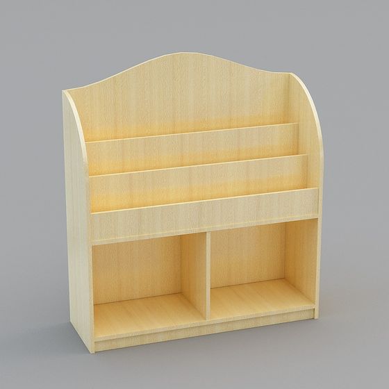 Elegant Low-Polygon Vintage Bookshelf 3D model