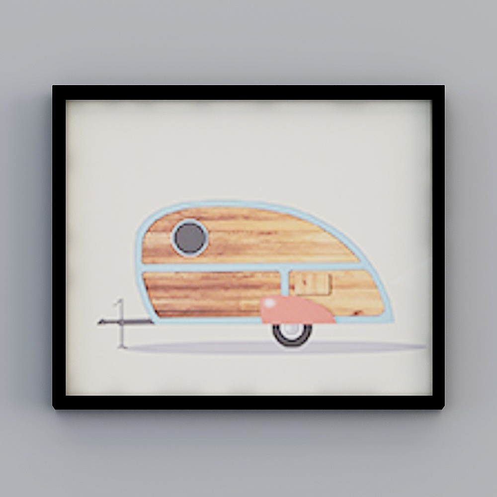 Charming Low-Poly Wooden Texture Trailer 3D model