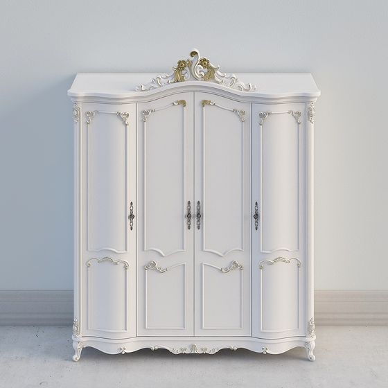 Elegant Low-Poly White Wardrobe 3D model