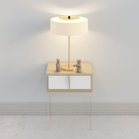 Minimalist Side Table with Lamp 3D model for Contemporary Spaces