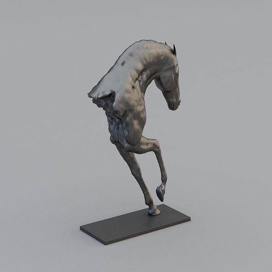 Dynamic Horse 3D Model in Gray Design