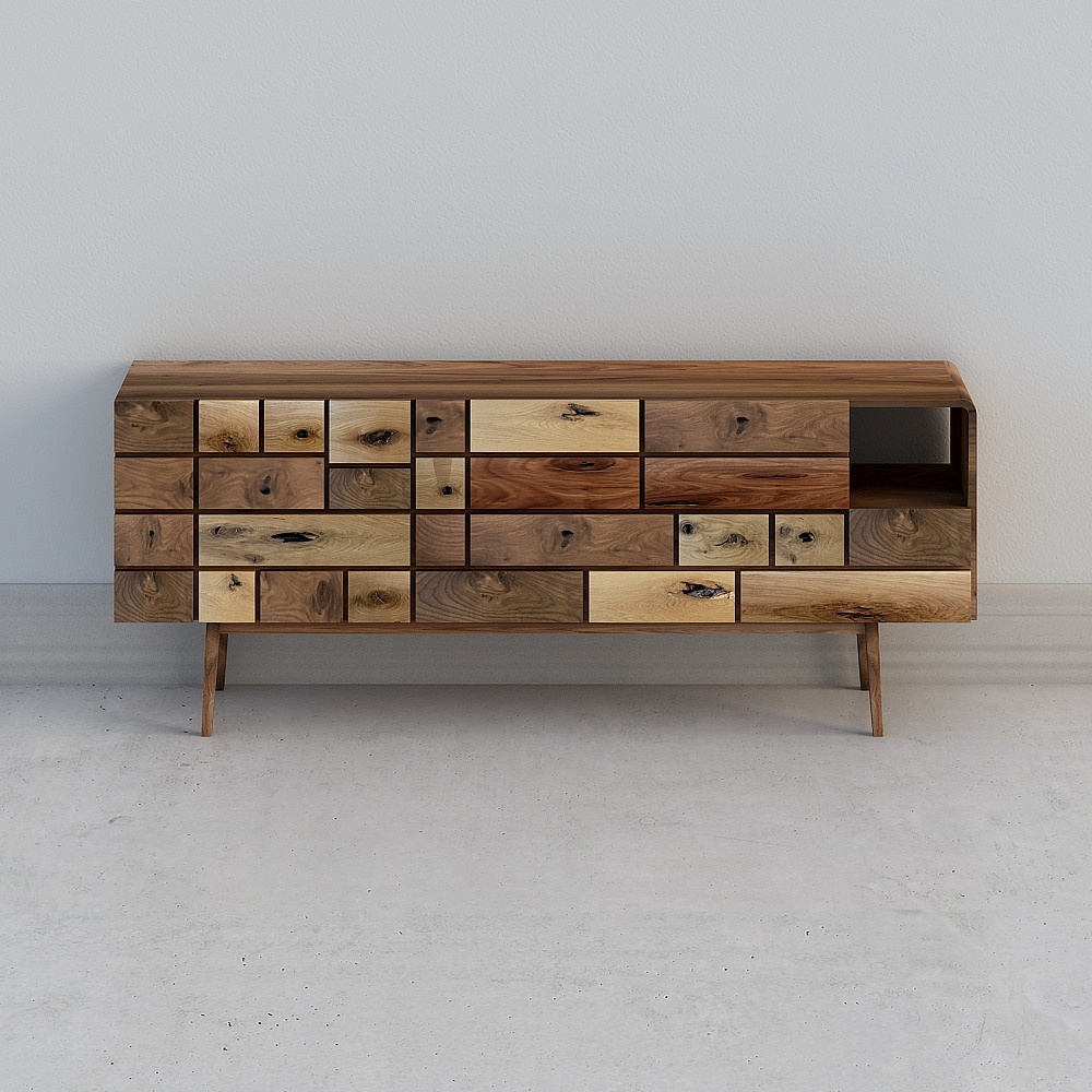 Long cabinet of pebbles by the river