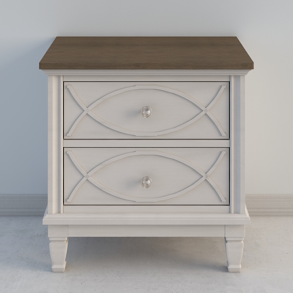 Ring Mereg West American modern simple light luxury bedside table Jane beautiful bedroom stylish cabinet white style locker 710510