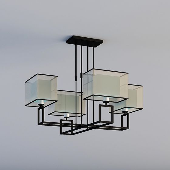Elegant Geometric Pendant Lamp 3D model for Contemporary Spaces