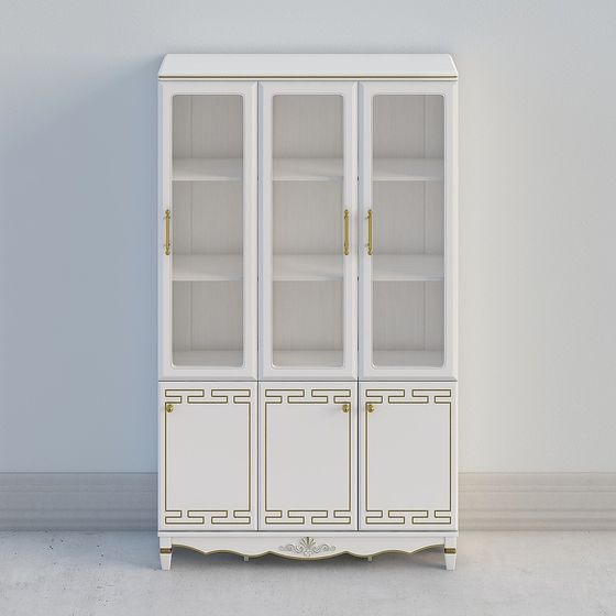 Elegant Glass Door Cabinet 3D model