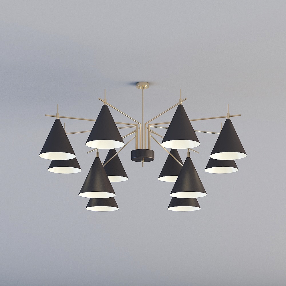 3D lights are all AQ- Modern minimalist restaurant bedroom study lounge lounge lounge chandelier-VD88020-12-black