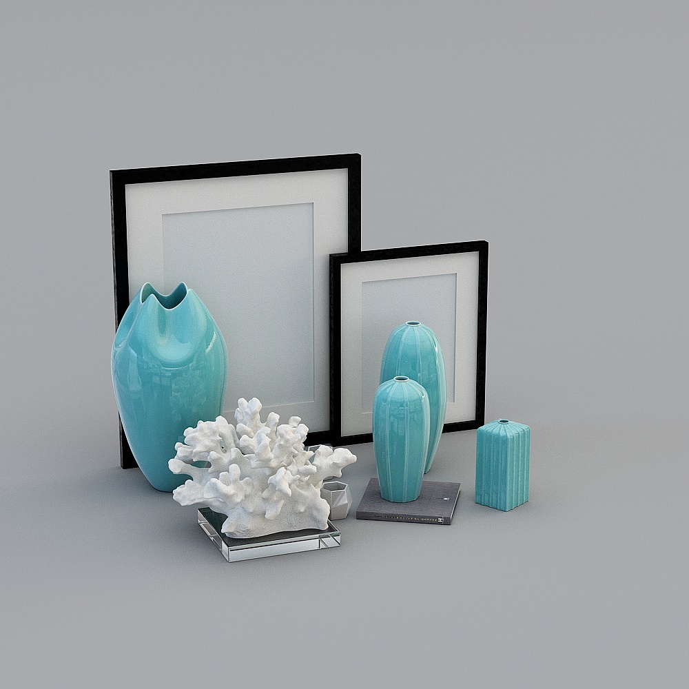 Modern ceramic vase hanging painting ornament combination 3D model ID: 237096