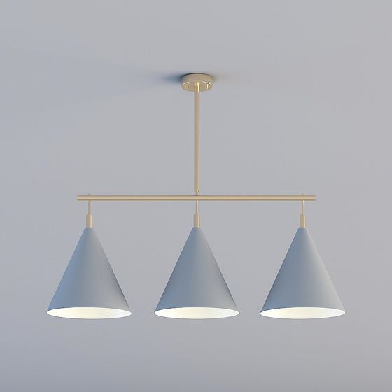 Gray Modern Minimalist Dining Room Chandelier 3D Model