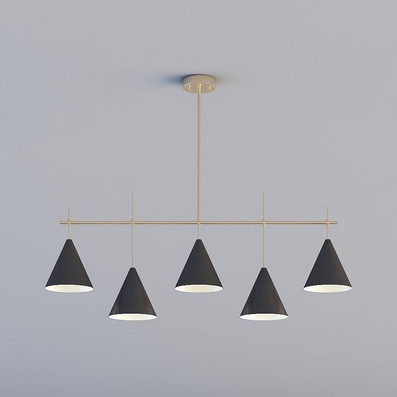 Stylish 5-Light Pendant Lamp 3D model for Modern Spaces