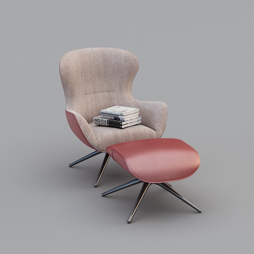 Italian single leisure sofa chair sofa stool 02