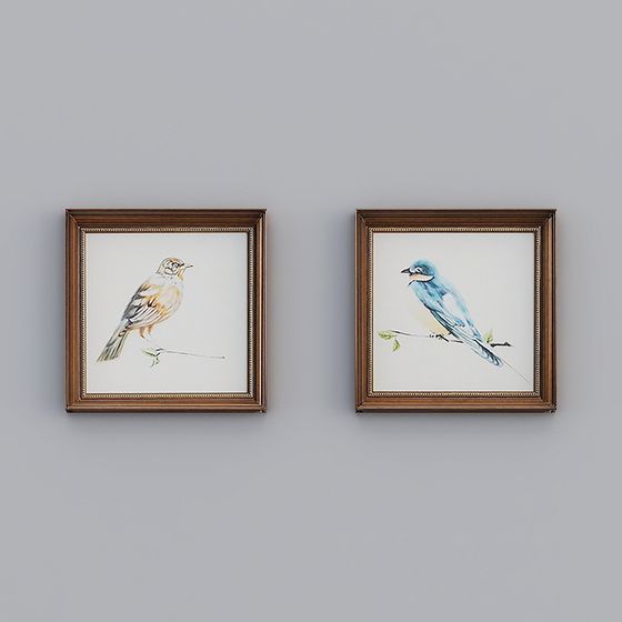 Elegant Bird Illustration 3D Model