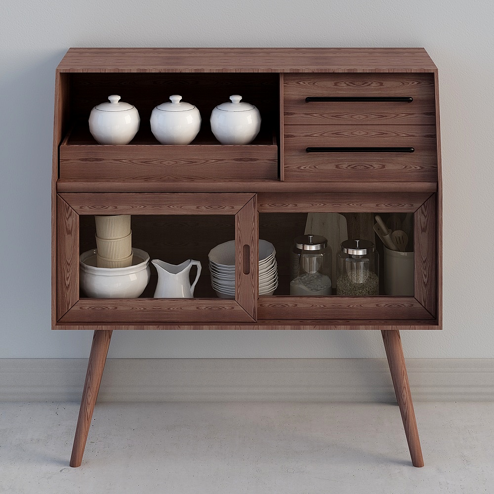 Minimalist Wooden Sideboard 3D model