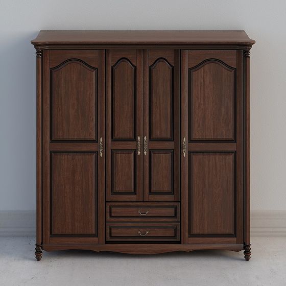 Luxurious Wooden Wardrobe Classic 3D model