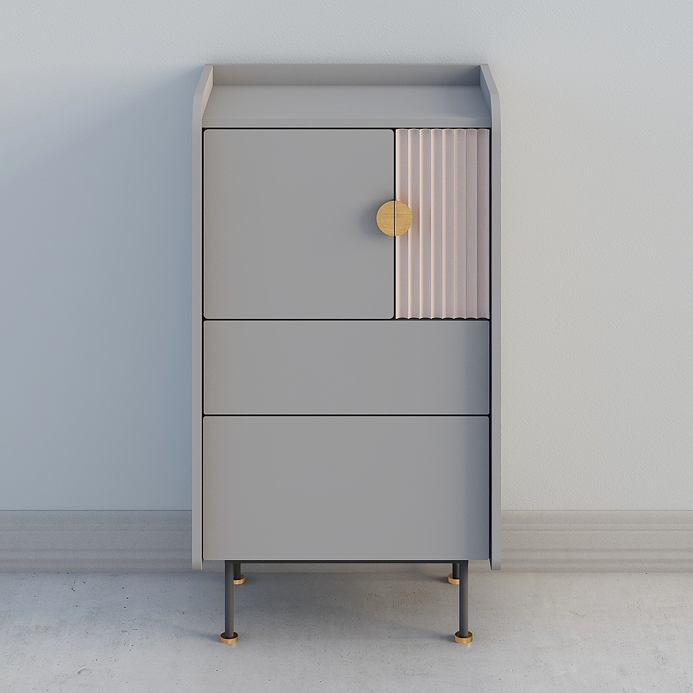 Edie Home - Light Gray Circular Moon Cabinet