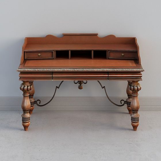 Elegant Vintage Antique Writing Desk 3D model