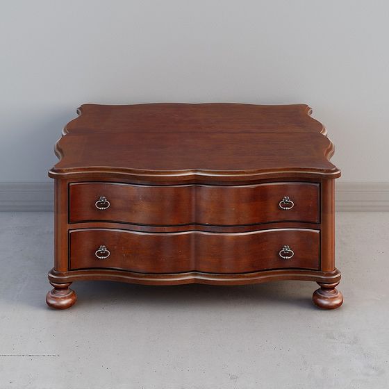 Elegant Classic Wooden Side Table 3D model