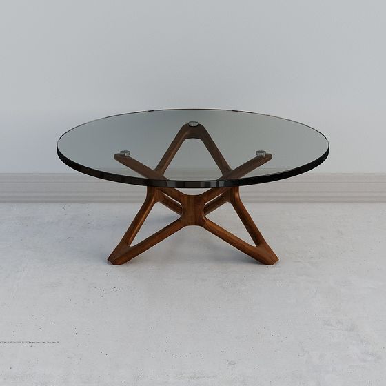 Stylish X-Shape Glass Coffee Table 3D model