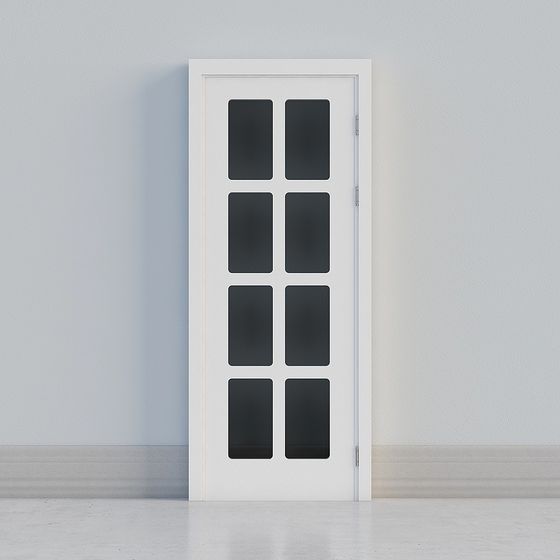 Elegant Glass Window White Frame Door 3D model