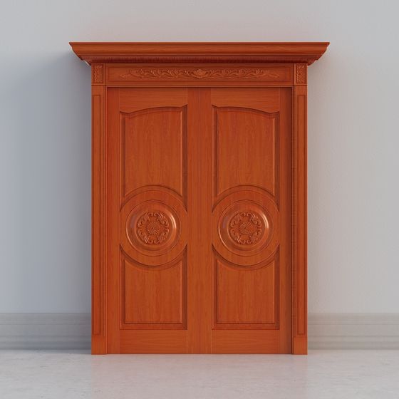 Exquisite 3D Wooden Door Model Inspired by Classical Design