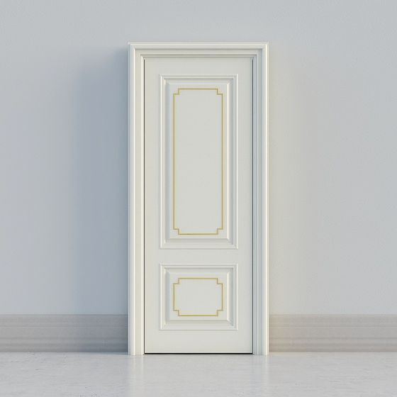 Elegant Classic White Door 3D Model for Interiors