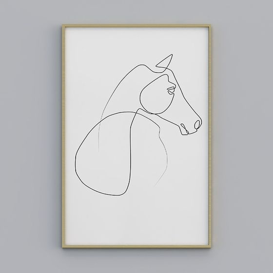 Line Art Horse 3D model - Minimalist Elegance