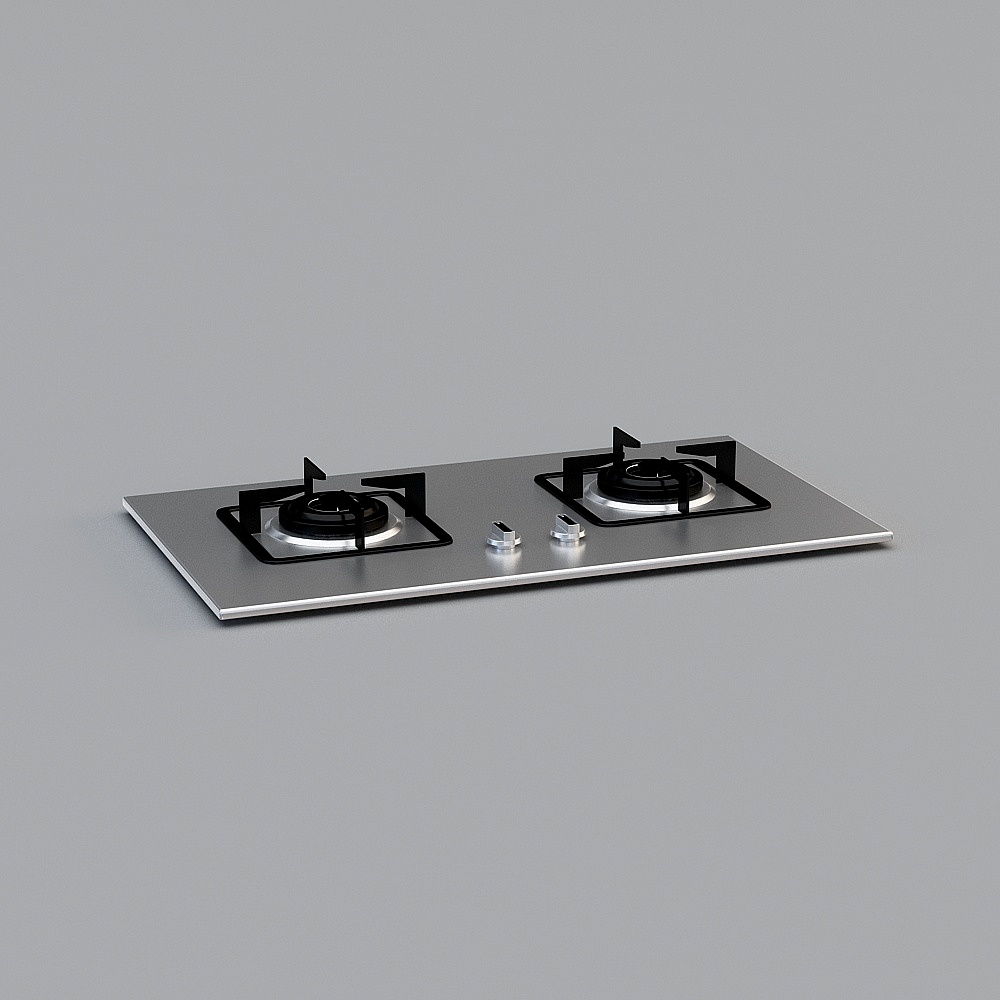 Elegant Low-Poly Gas Stove 3D model for Modern Kitchens