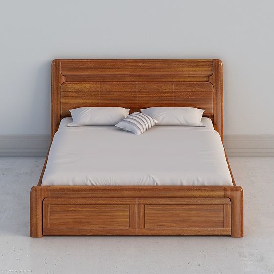 Elegant Low-Poly Bed 3D model for Modern Interiors