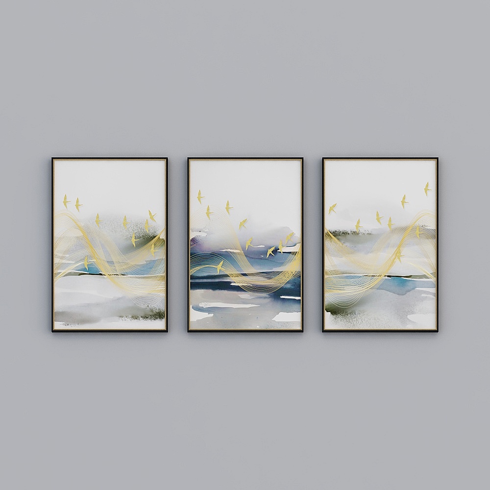 Original New Chinese style back with Jinshan Abstract Line Flyin