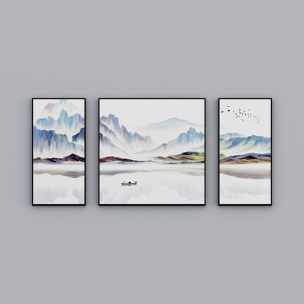 Ink Landscape 3D Model - Serenity and Harmony