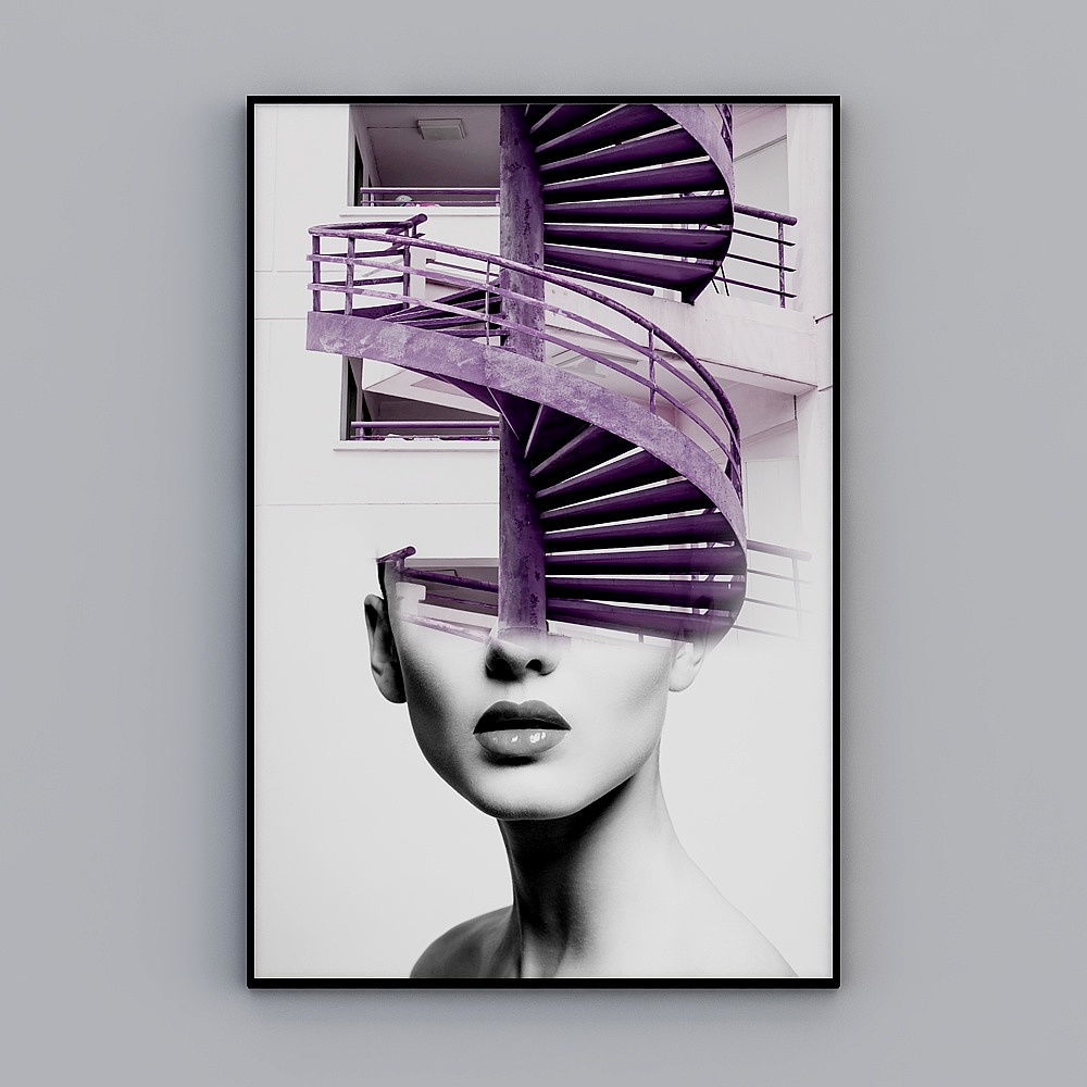 Modern abstract beautiful woman character stair decorative pictu