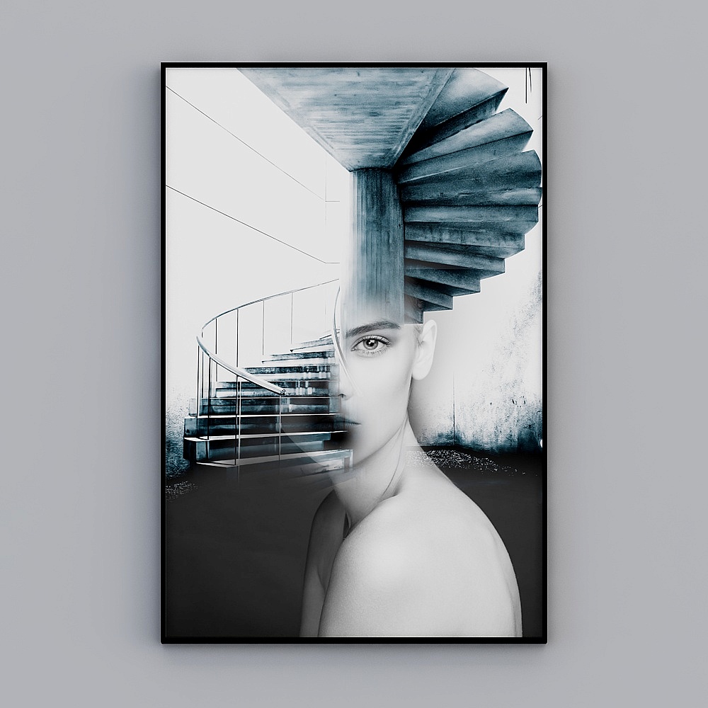 Modern abstract beautiful woman character stair decorative pictu