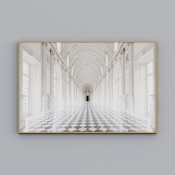 Elegant Low-Poly Palace Corridor 3D model