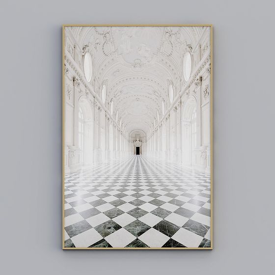 Elegant Royal Corridor 3D model for Creative Projects