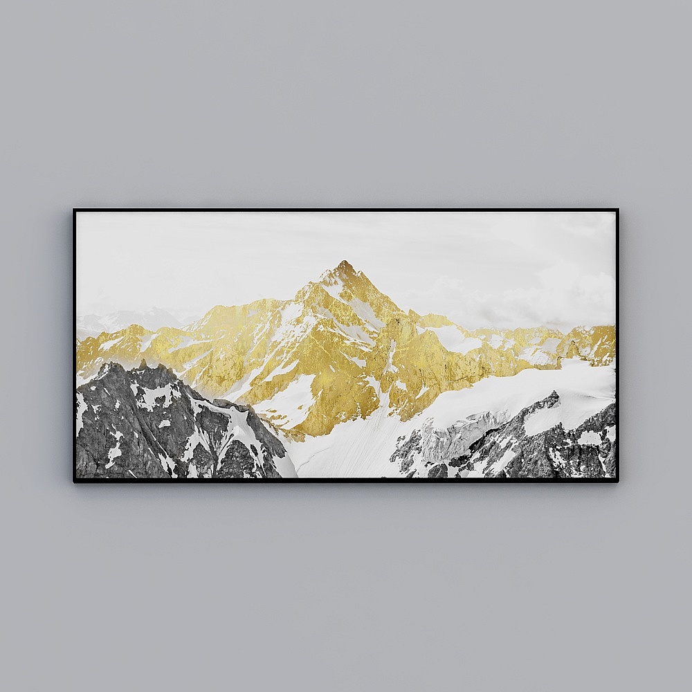 新中式意境山水富貴金山鎏金裝飾畫