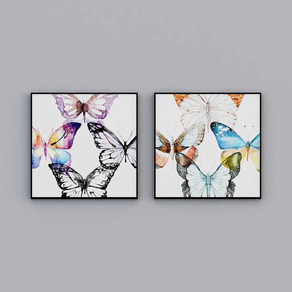 Original, modern and simple abstract color hand-drawn butterfly,