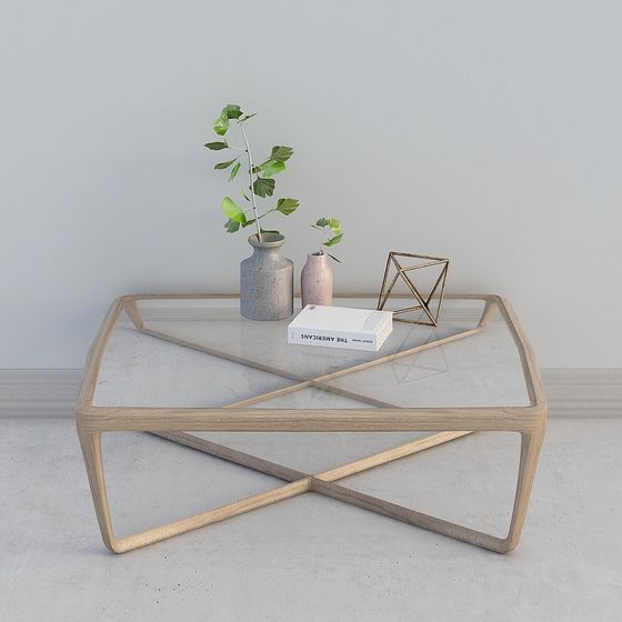 Cross Glass Coffee Table 3D model