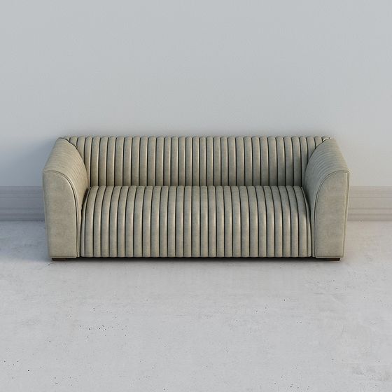 Retro Ribbed Sofa 3D model for Vintage Aesthetic