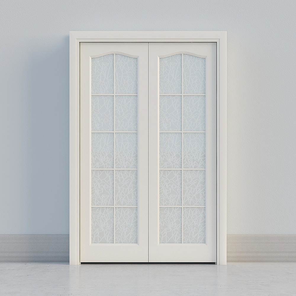 modern beige windowed double door