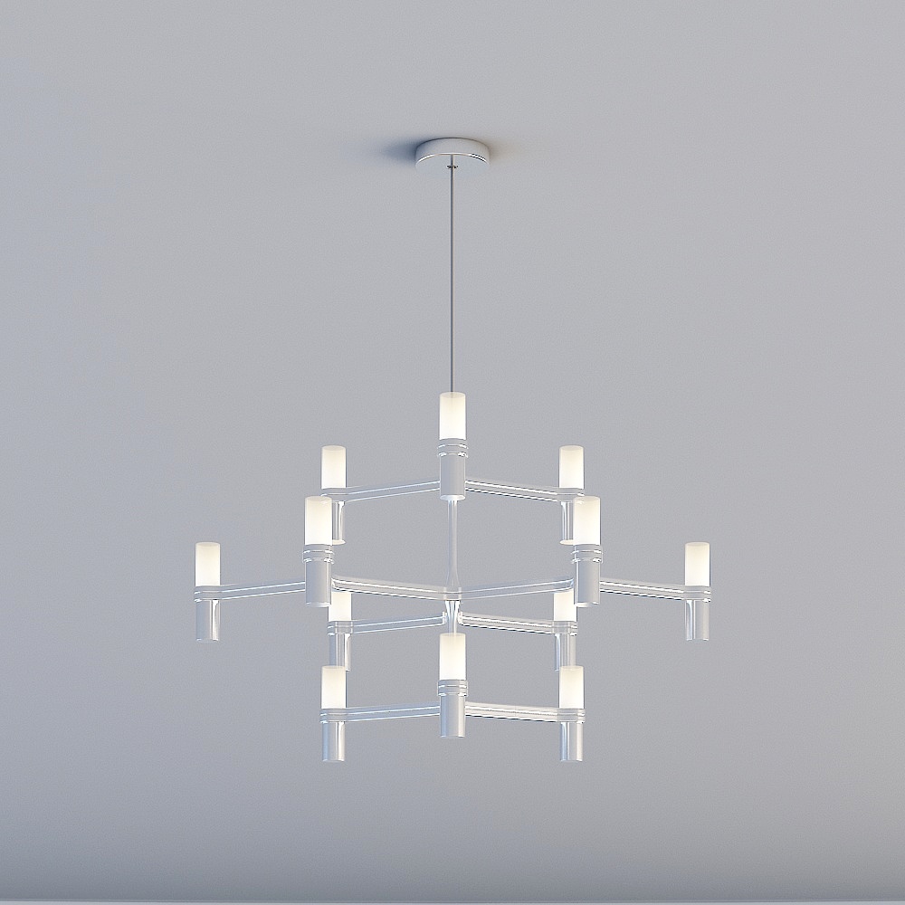 3D lights are all YM - Postmodern Minimalist Restaurant Bedroom Study Chandelier - Crown Chandelier - RK-8021-12-Chrome