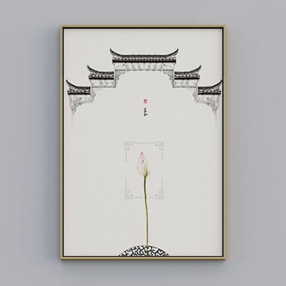 Eastern Harmony 3D model with Minimalist Aesthetic