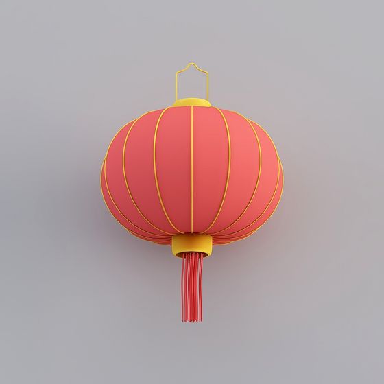 Elegant Red Lantern Low-Poly 3D Model