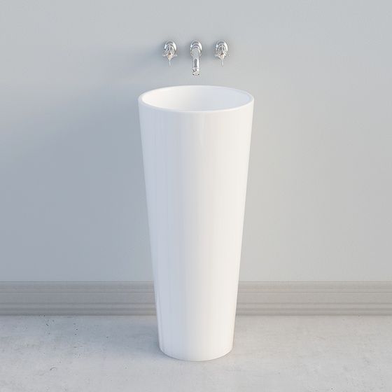 Sleek Vertical Basin 3D model for Modern Interiors