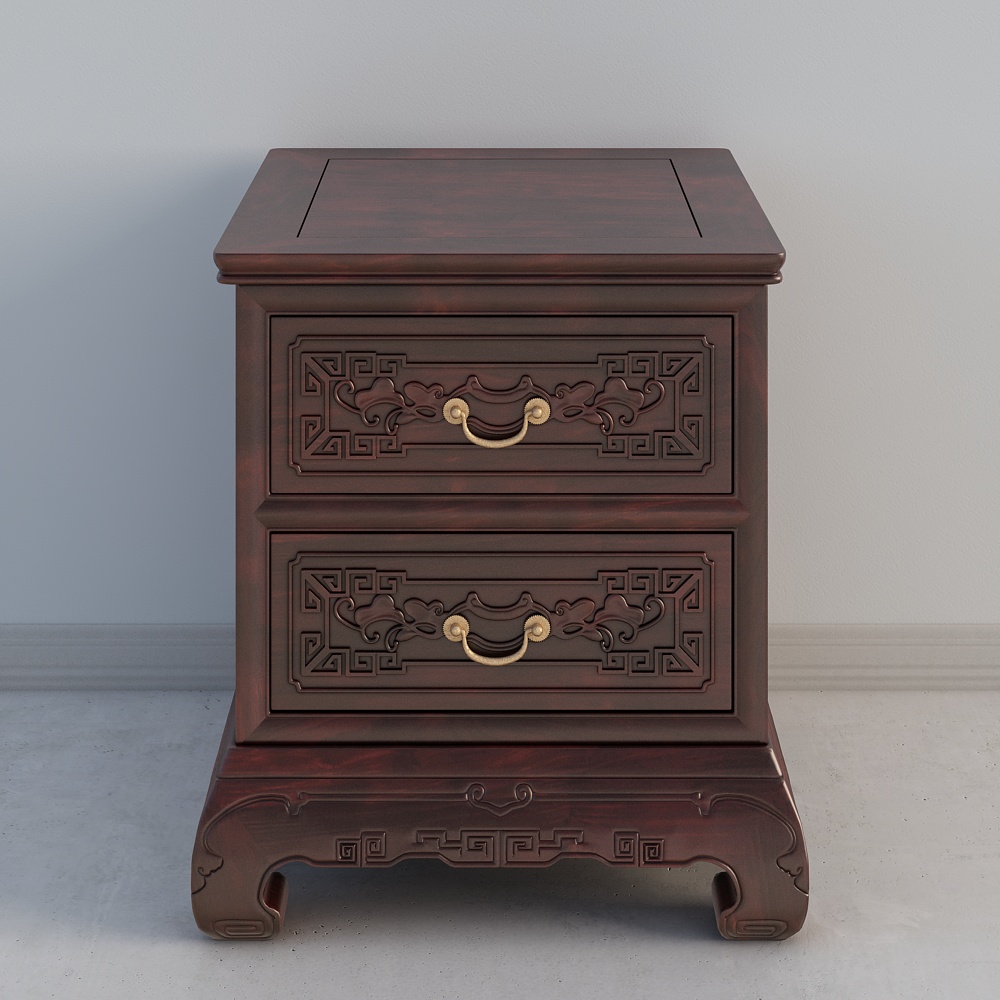 Xiangrong mahogany-high and low beds-nightstand