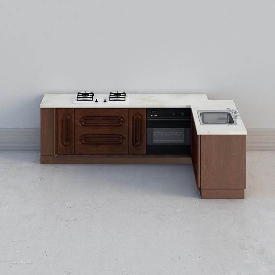 Minimalist Kitchen Cabinet 3D model for Modern Spaces