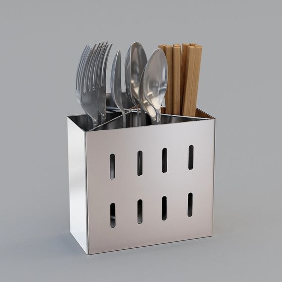 Elegant Stainless Steel Cutlery Holder 3D model