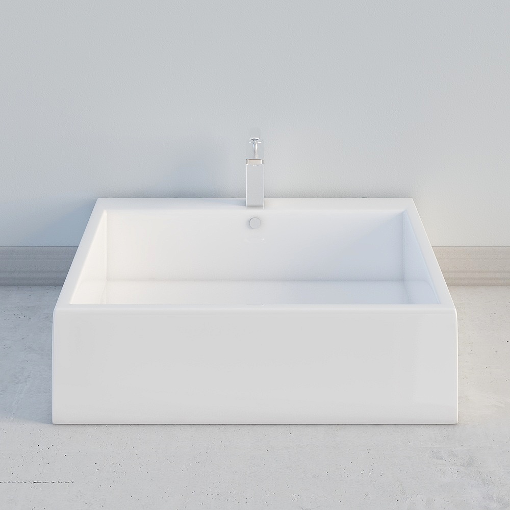Square Sink 3D model for Modern Interior Design